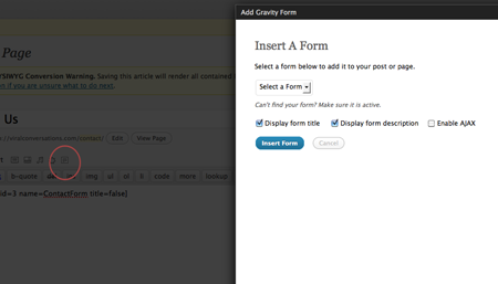 Gravity Forms Insertion