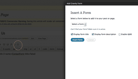 Gravity Forms Insertion