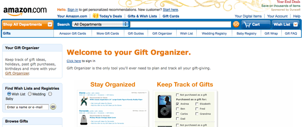 amazon gift organizer